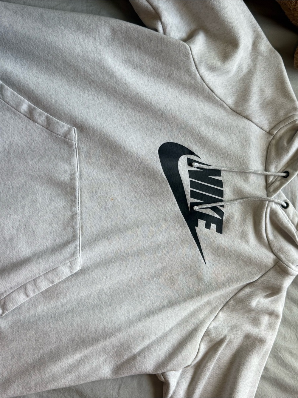 Nike Light Gray Pullover Hoodie with Black Swoosh Logo